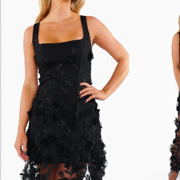 NWOT Show Me Your Mumu Stephanie Dress Black 3D Floral Embroidery wedding formal - Picture 5 of 6
